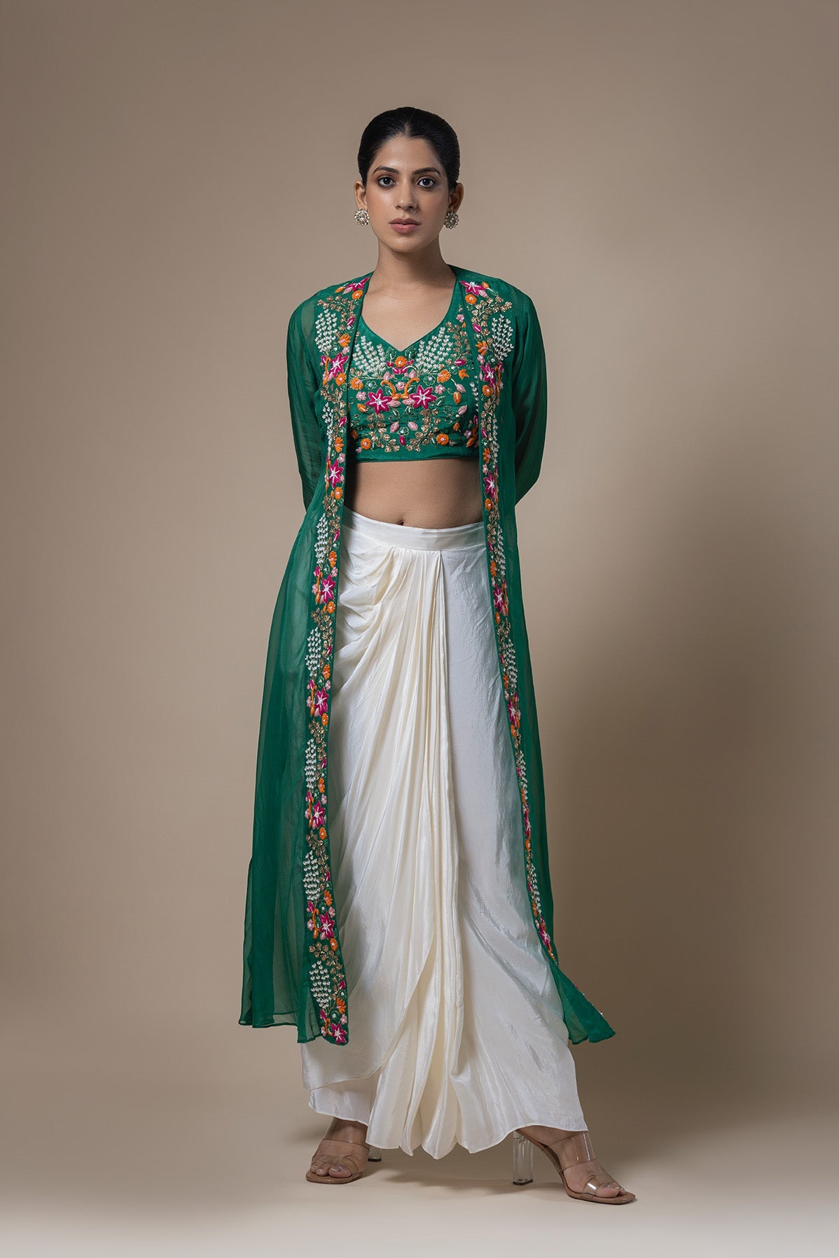 Fusion of Essence Crop top & Dhoti skirt set