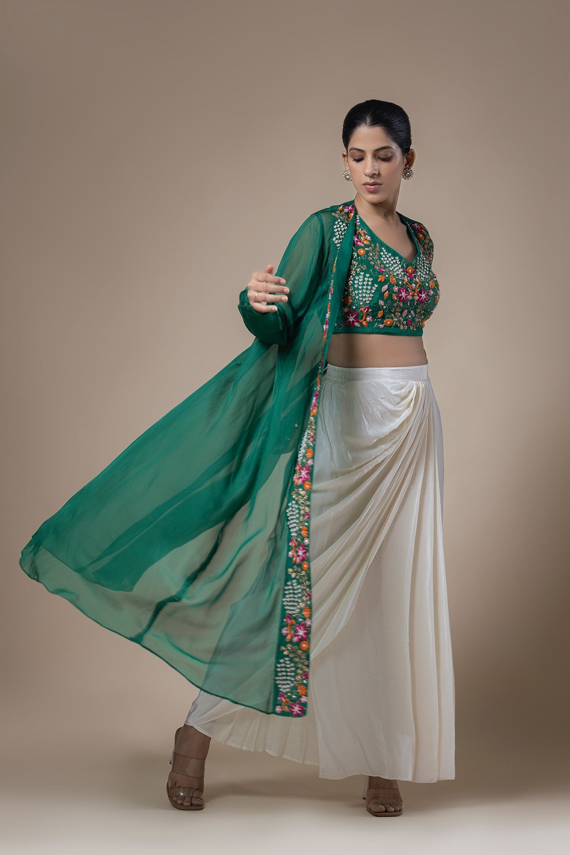 Fusion of Essence Crop top & Dhoti skirt set