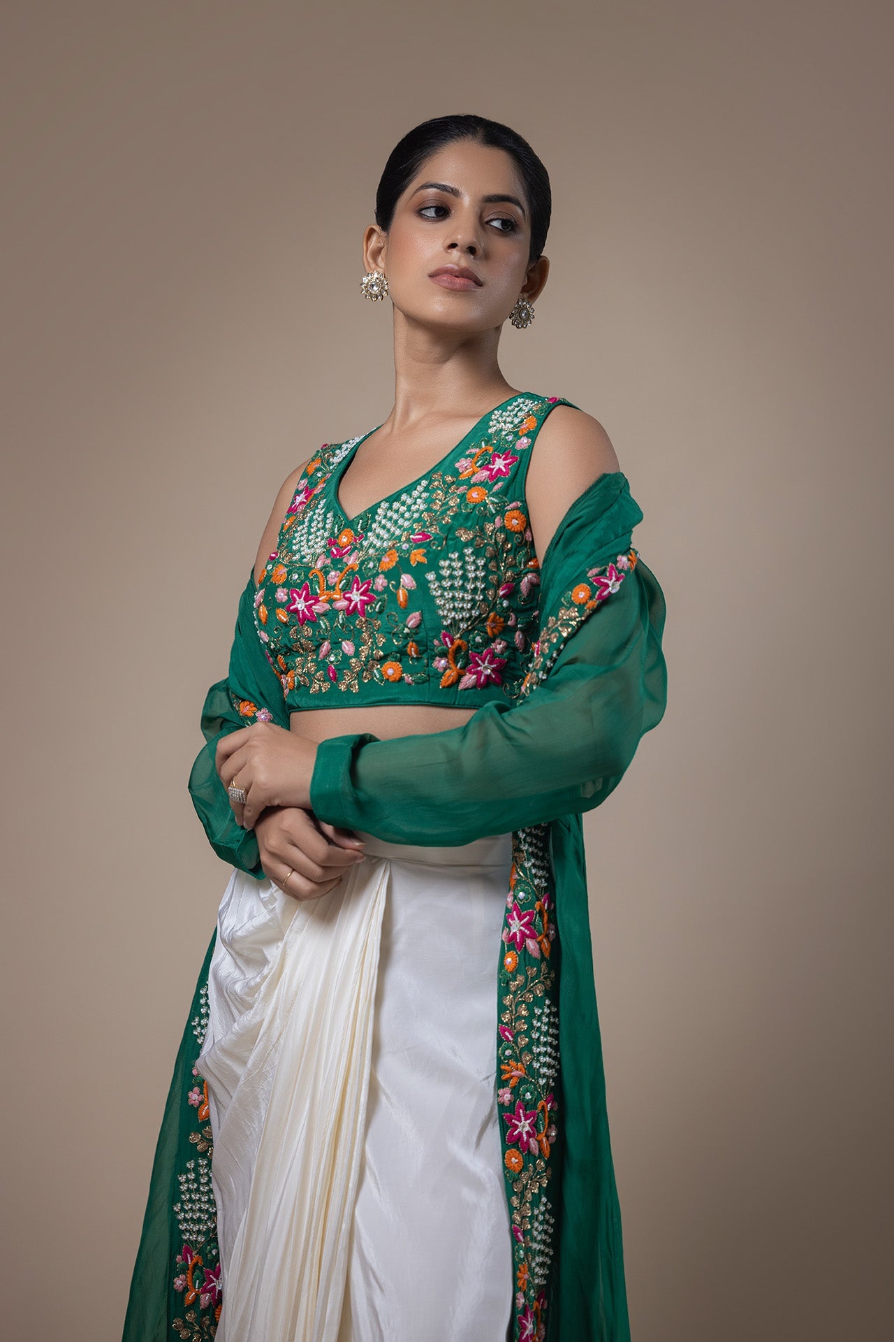 Fusion of Essence Crop top & Dhoti skirt set