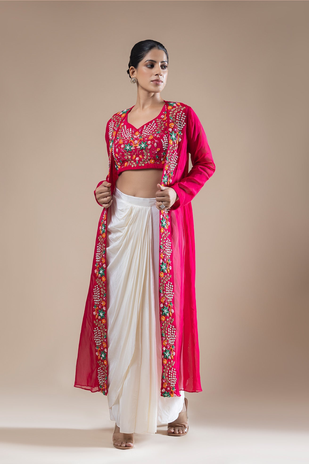 Crimson Aura Crop top & Dhoti Set