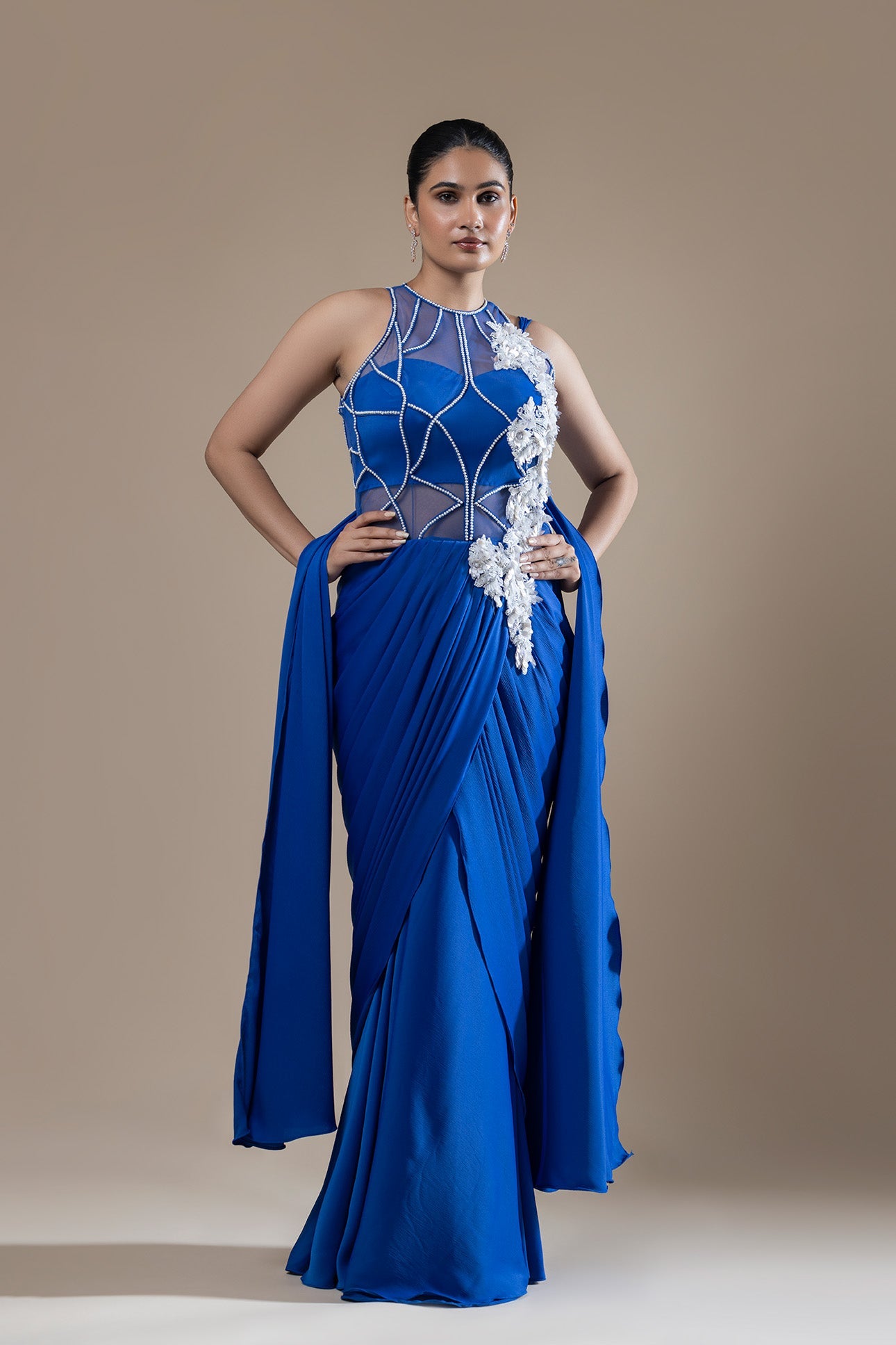 Royal Sapphire Drape Saree