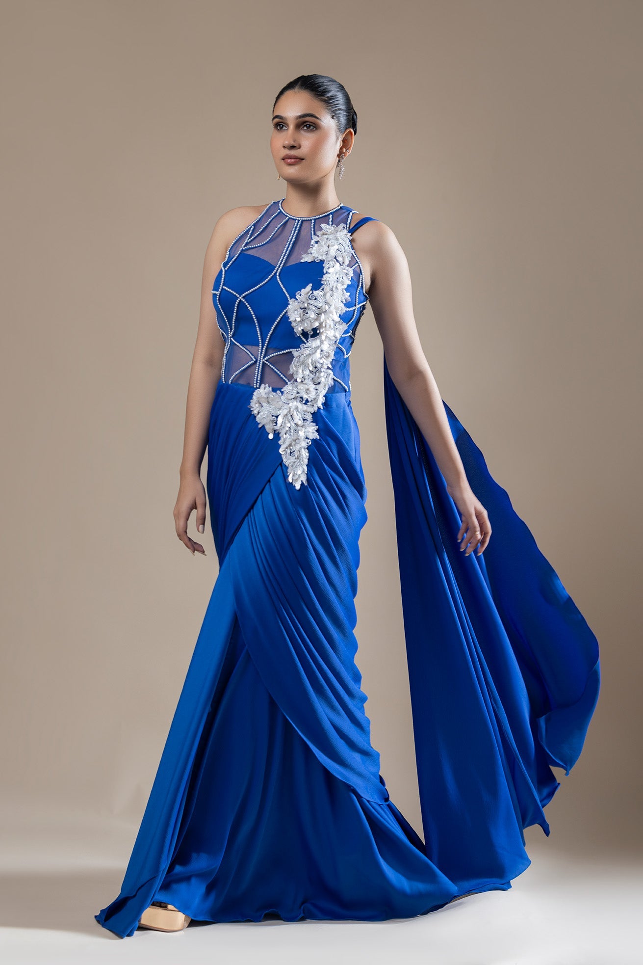 Royal Sapphire Drape Saree