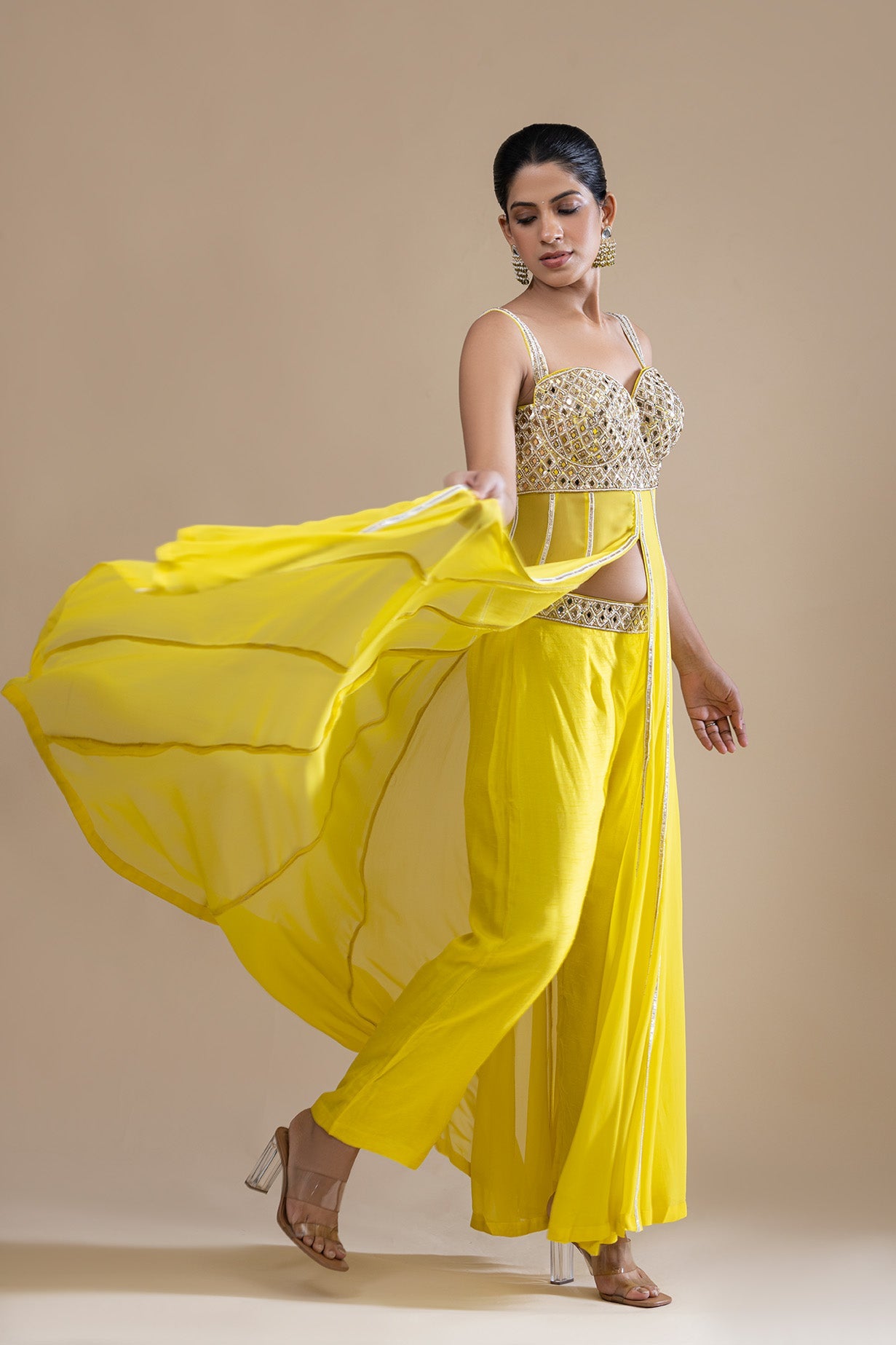 Lemon Radiance Anarkali-Pants Ensemble