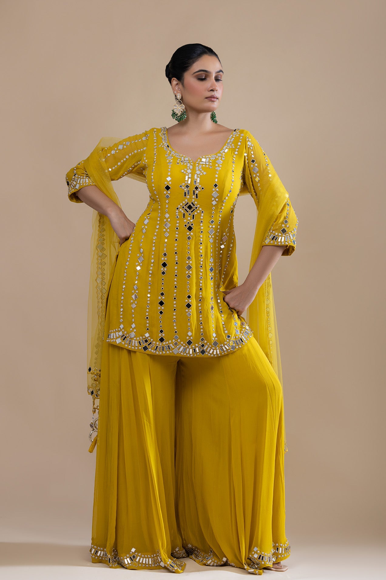 Mirrored Sunshine Suit-Sharara Set