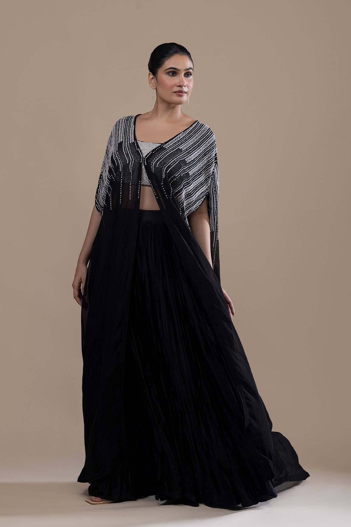 Noir Majesty Cape & Skirt Ensemble