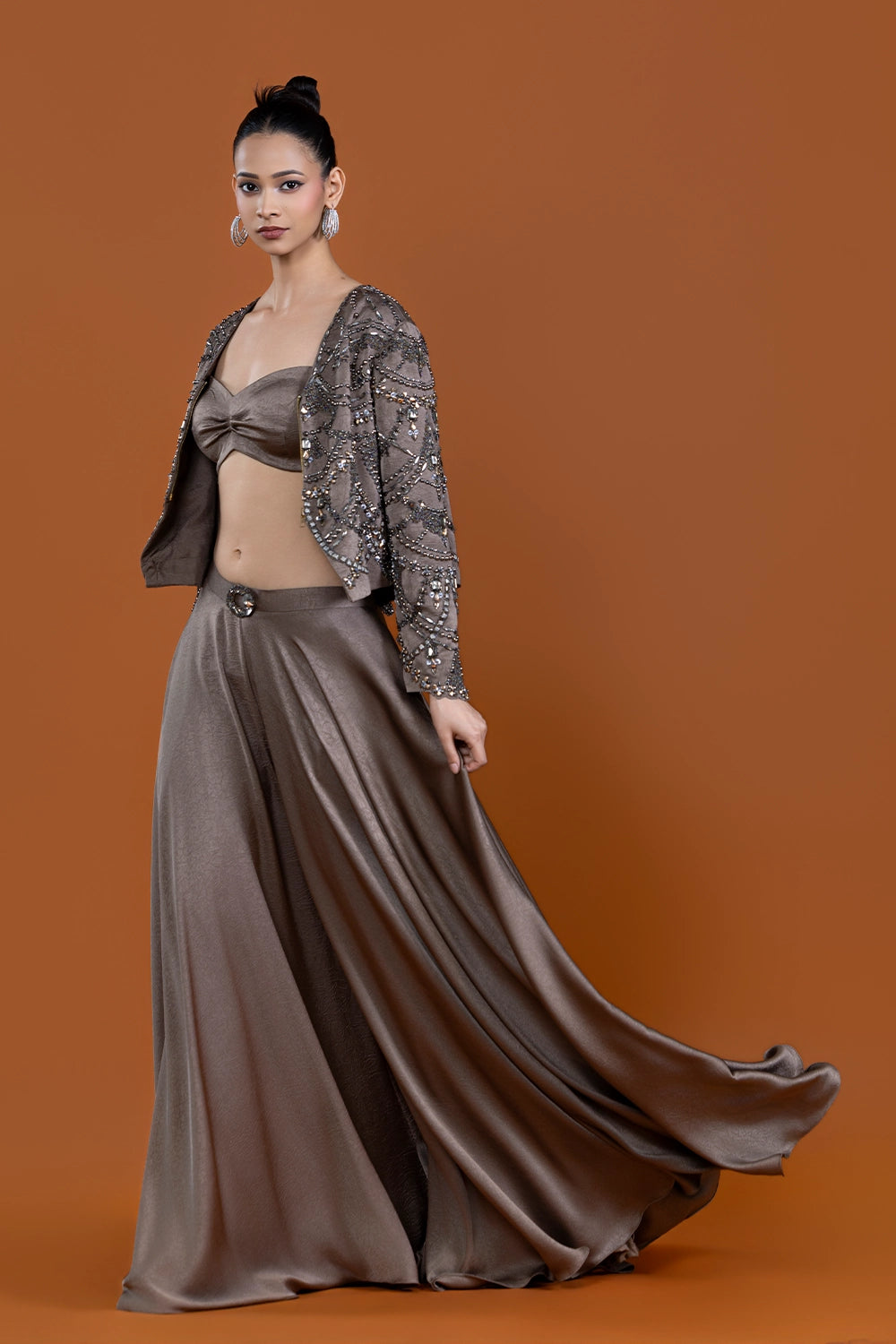 Aabroo Crop Palazzo Jacket Set