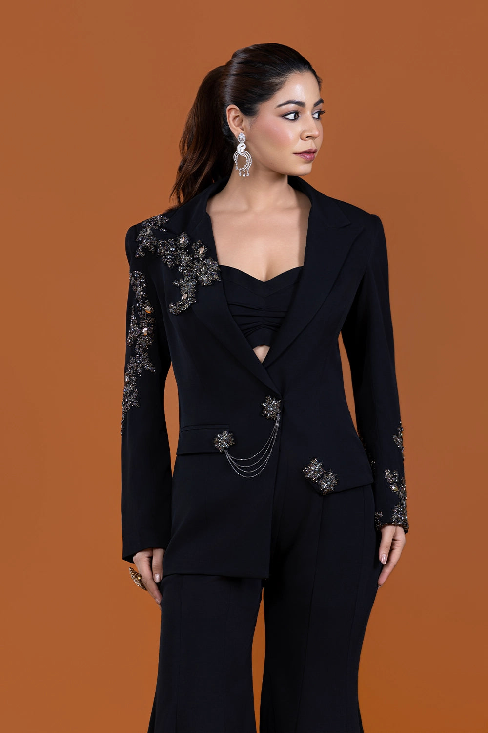 Shaan Noir Corset Jacket Set