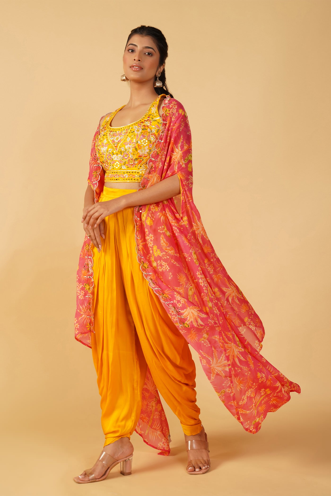 Narangi Dhoti Set with Cape