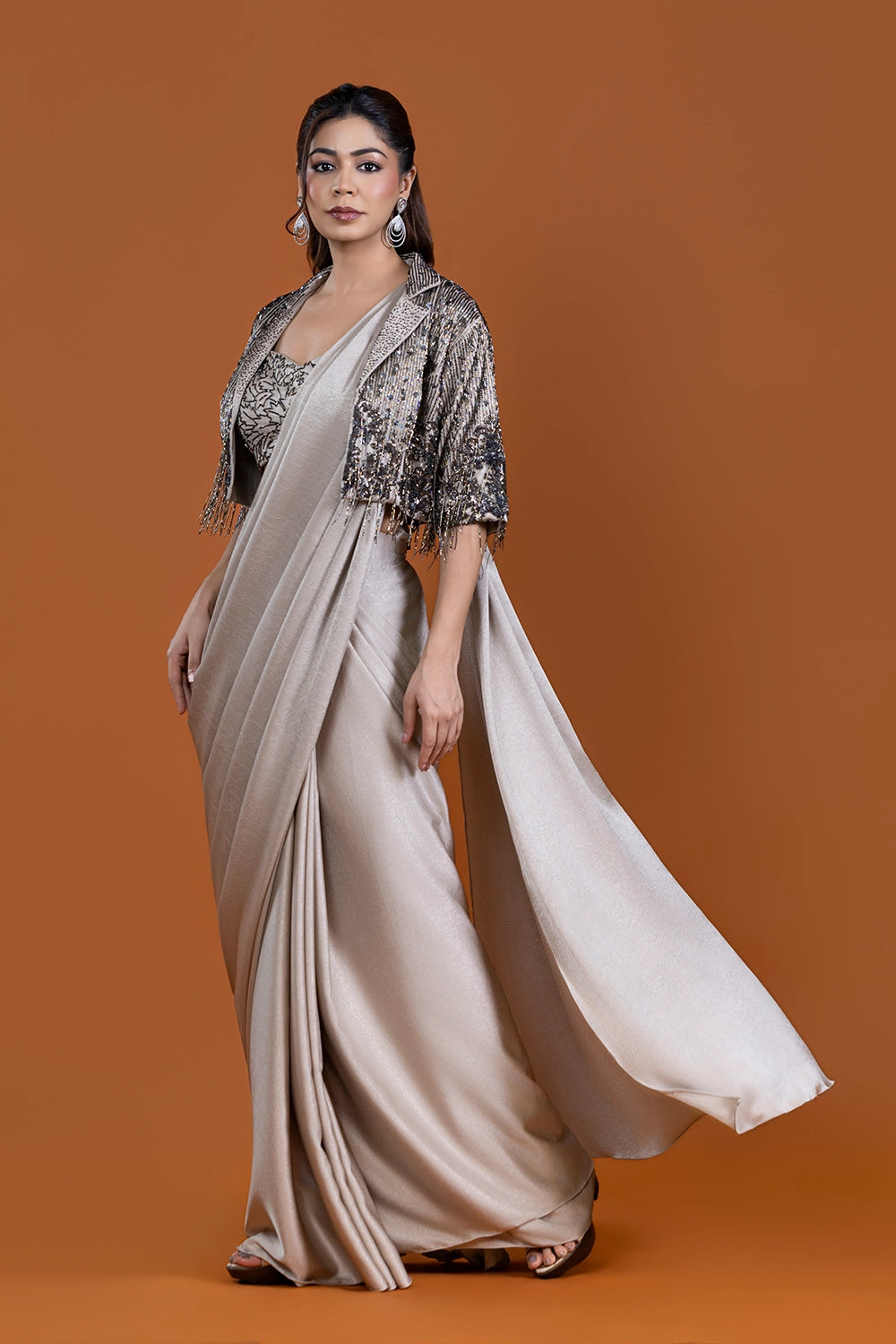 Virasat Mushroom Saree Jacket Set