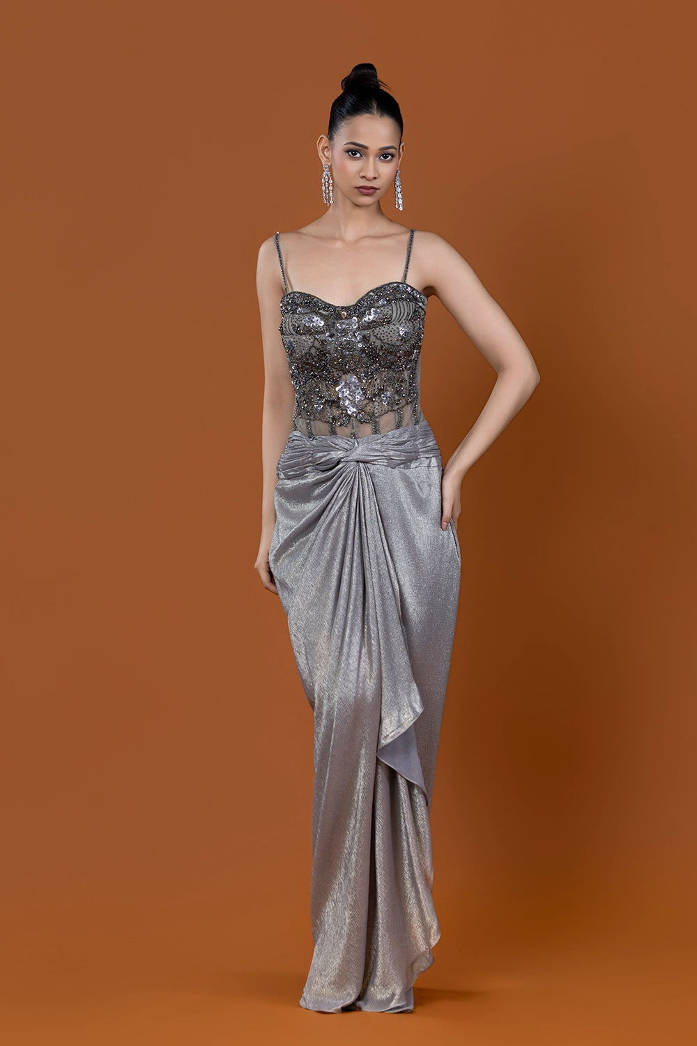 Aabshaar Glacier Drape Dress