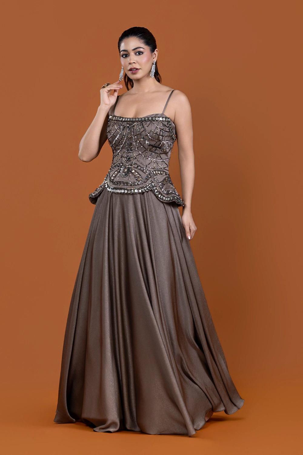 Zeenat Walnut Corset Dress