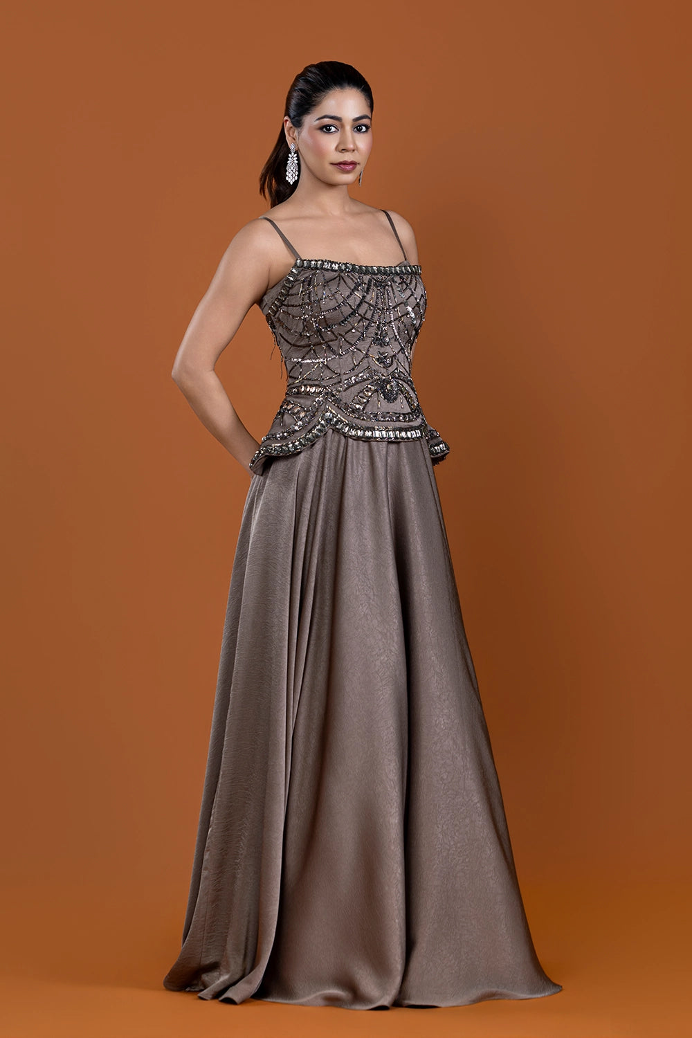 Zeenat Walnut Corset Dress