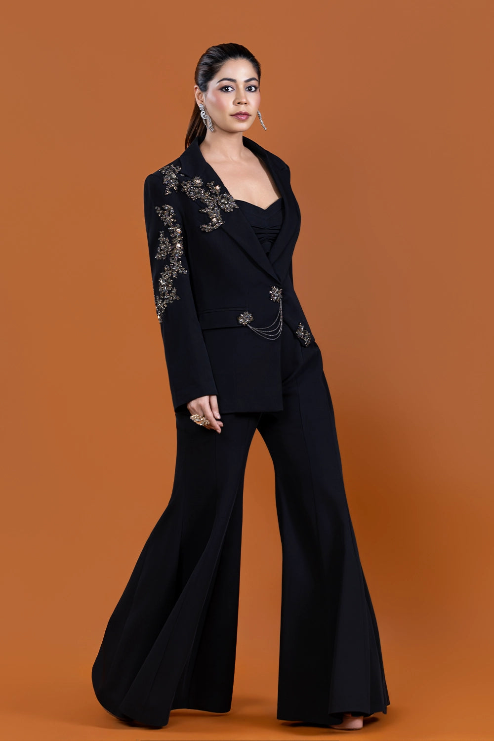 Shaan Noir Corset Jacket Set