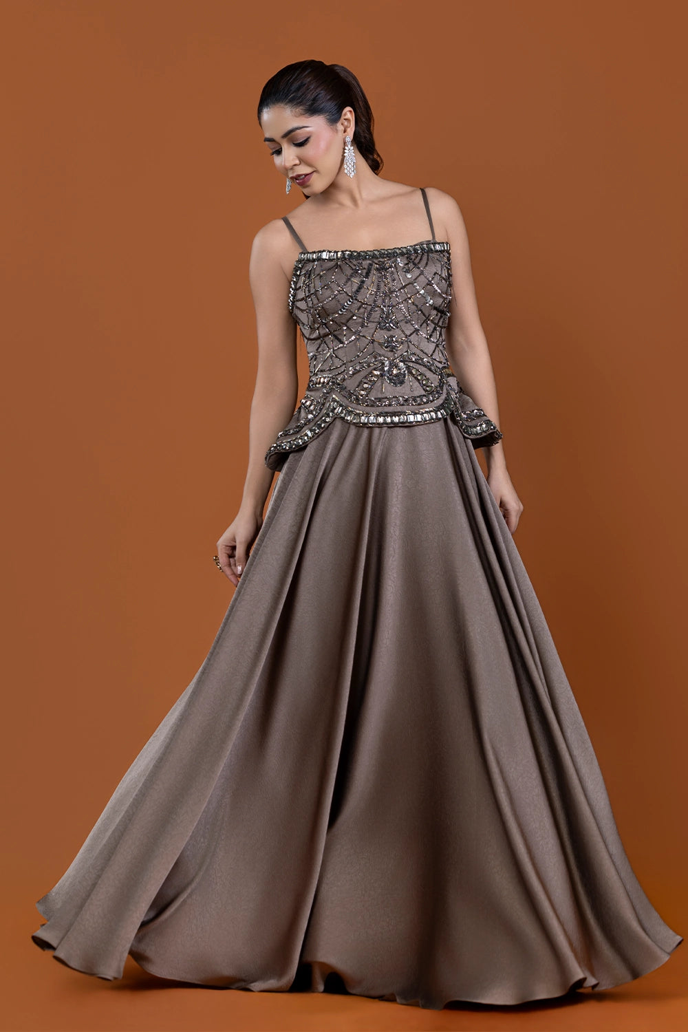 Zeenat Walnut Corset Dress