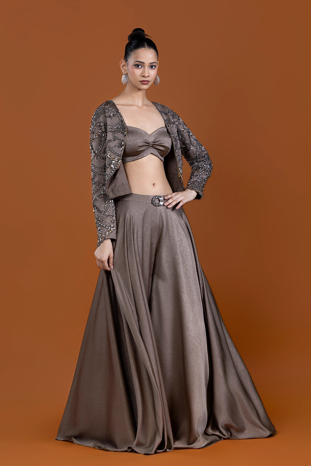 Aabroo Crop Palazzo Jacket Set