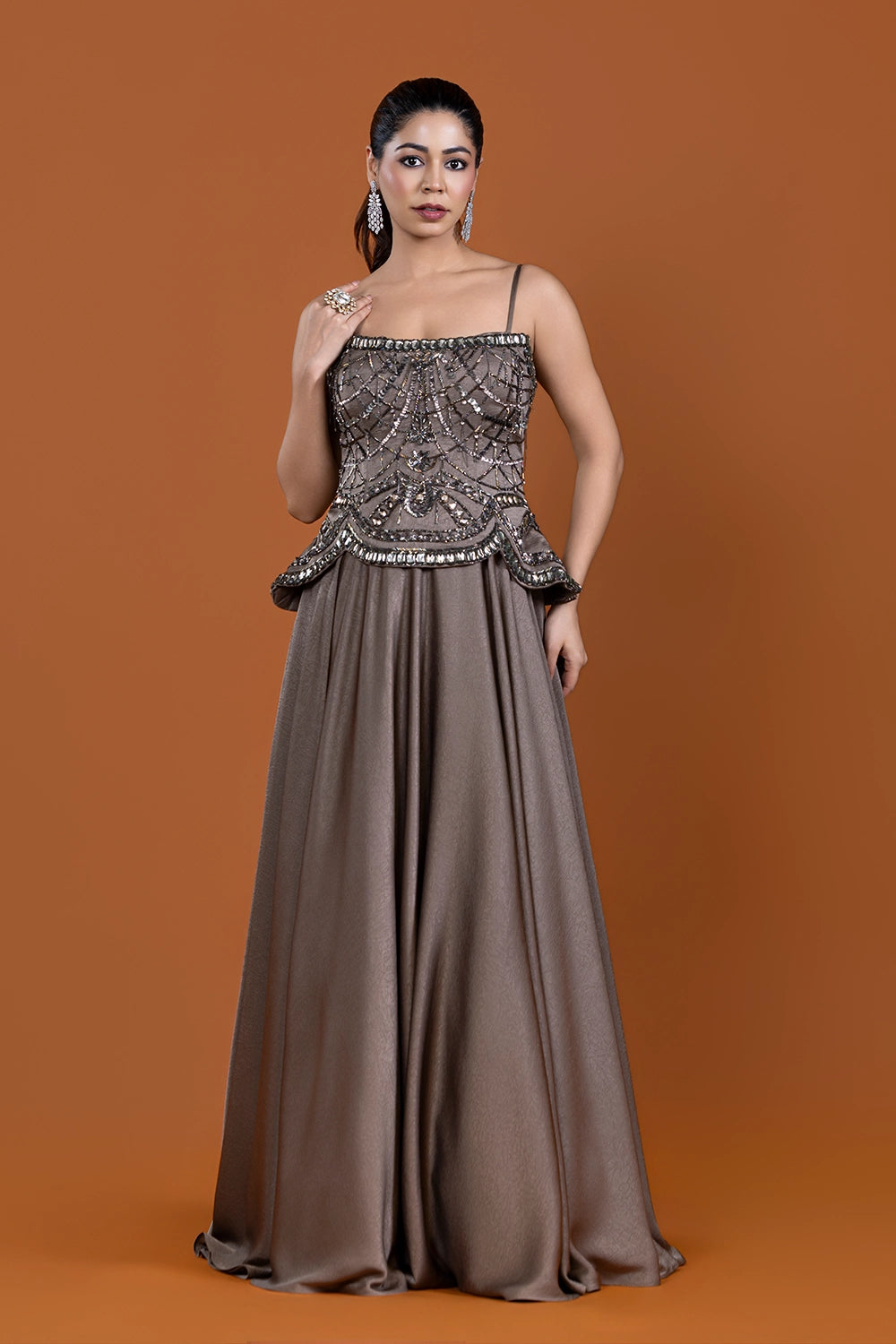 Zeenat Walnut Corset Dress