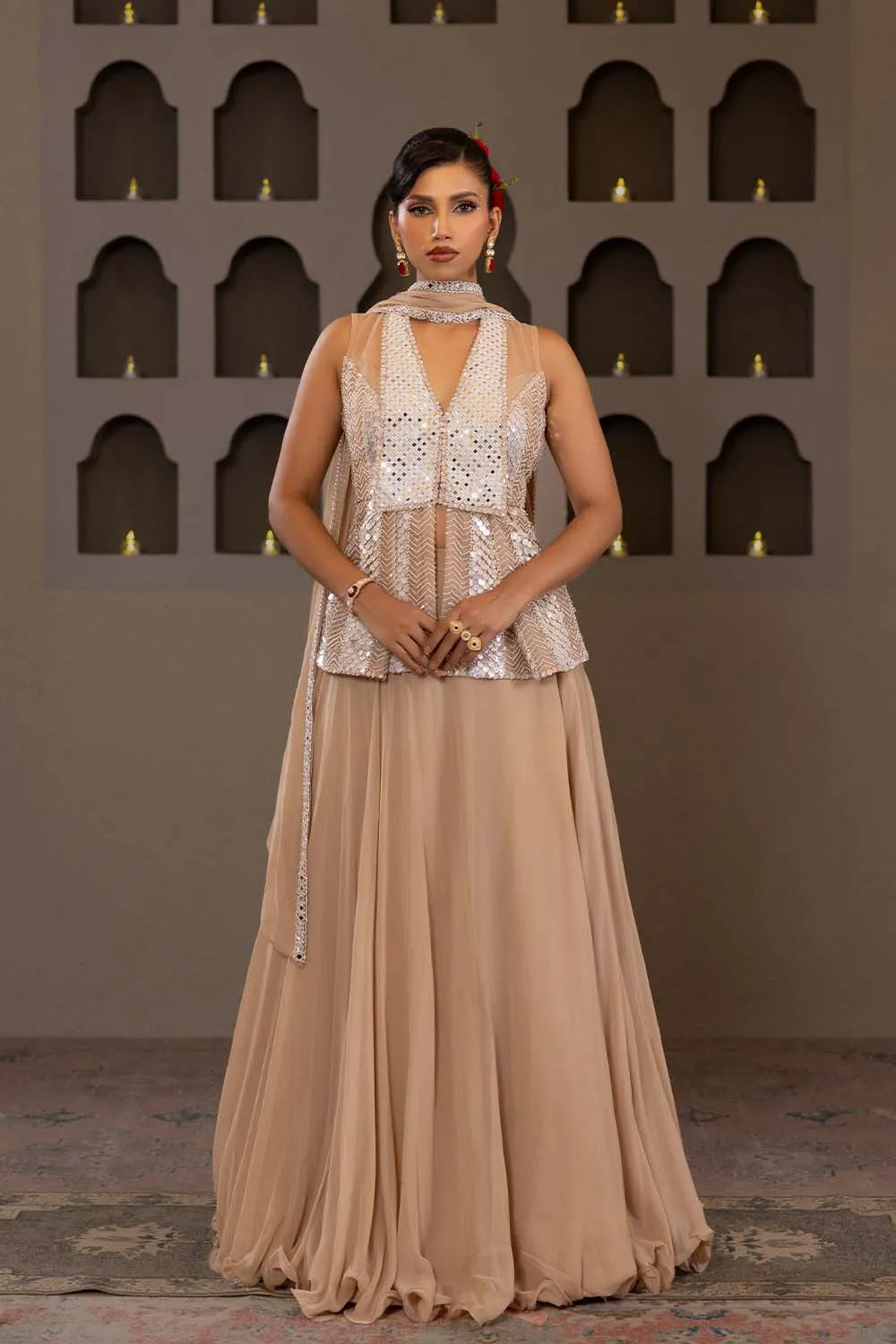 Noorani Peplum top & Skirt Ensemble