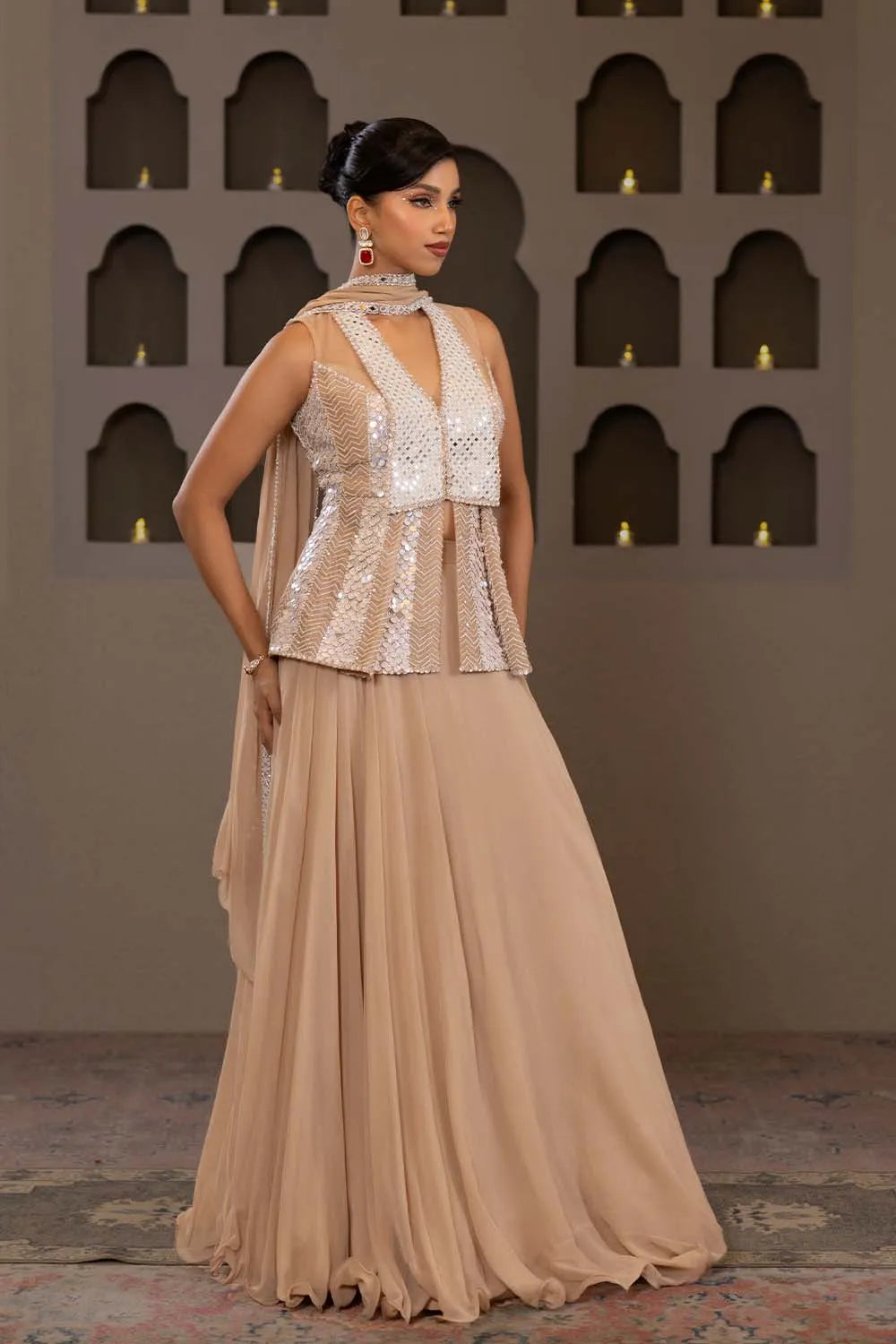 Noorani Peplum top & Skirt Ensemble