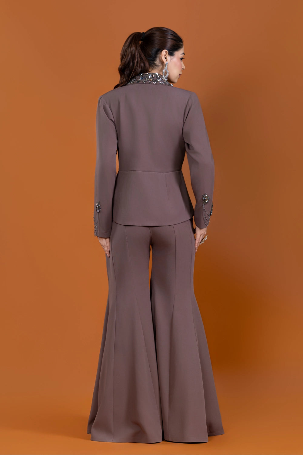Mehfil Espresso Shawl Jacket Set