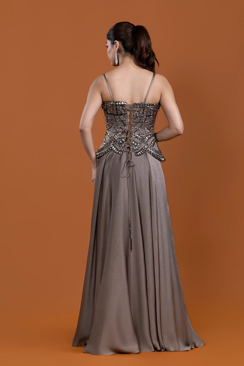 Zeenat Walnut Corset Dress