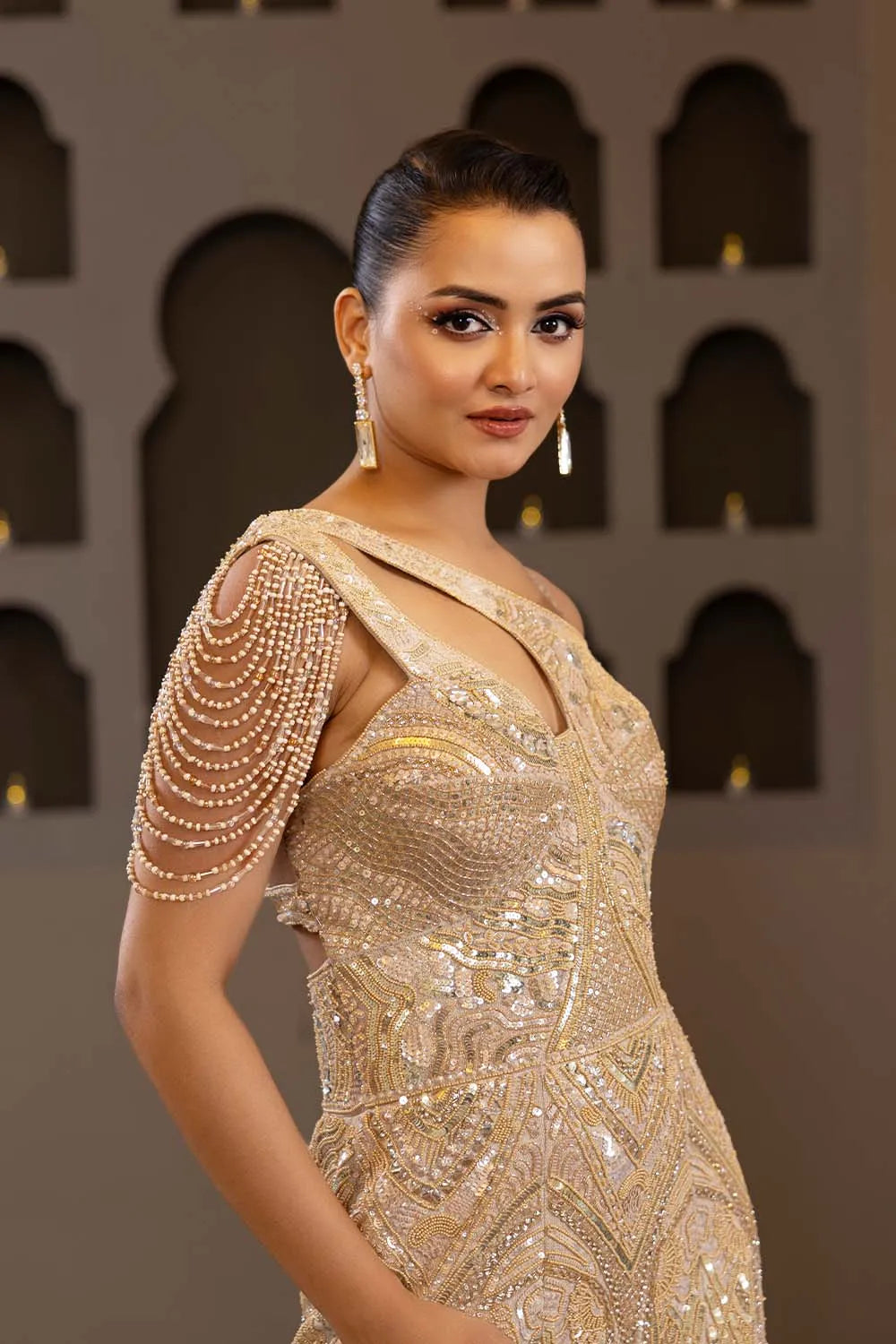 Sunehri Roshni Fishcut Gown