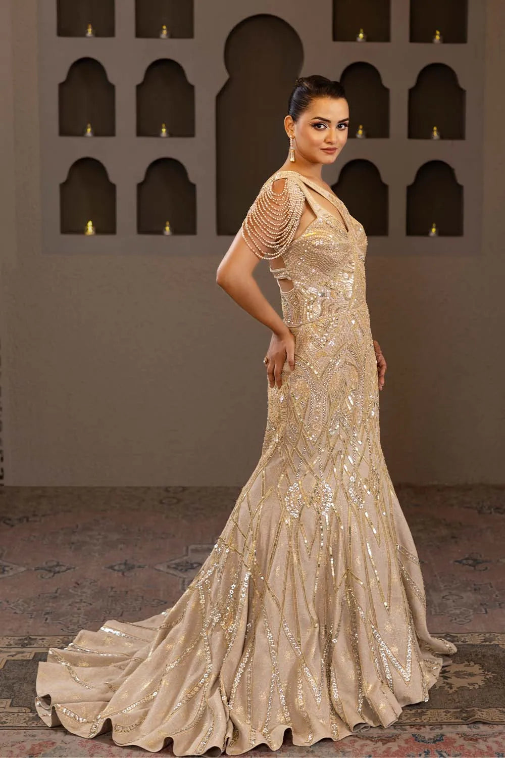 Sunehri Roshni Fishcut Gown