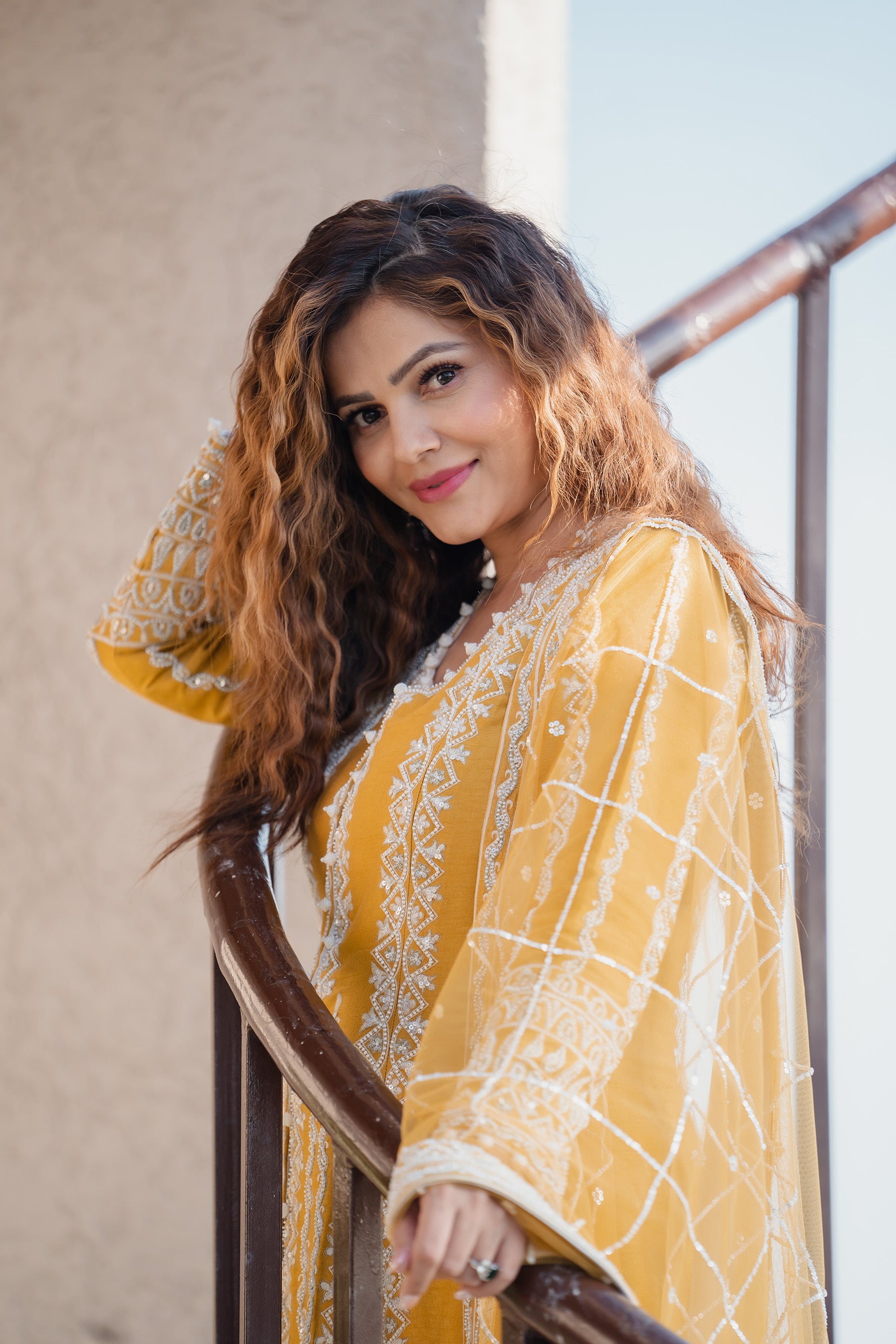 Rubina Dilaik in the Mustard Grandeur: Shahi Silk A-line Affair