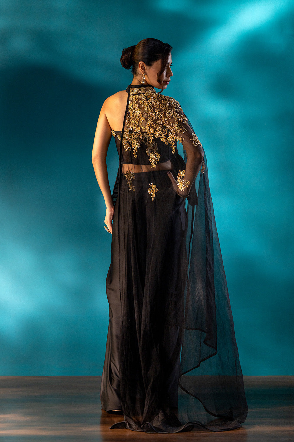 Moonlit Noir Drape Saree