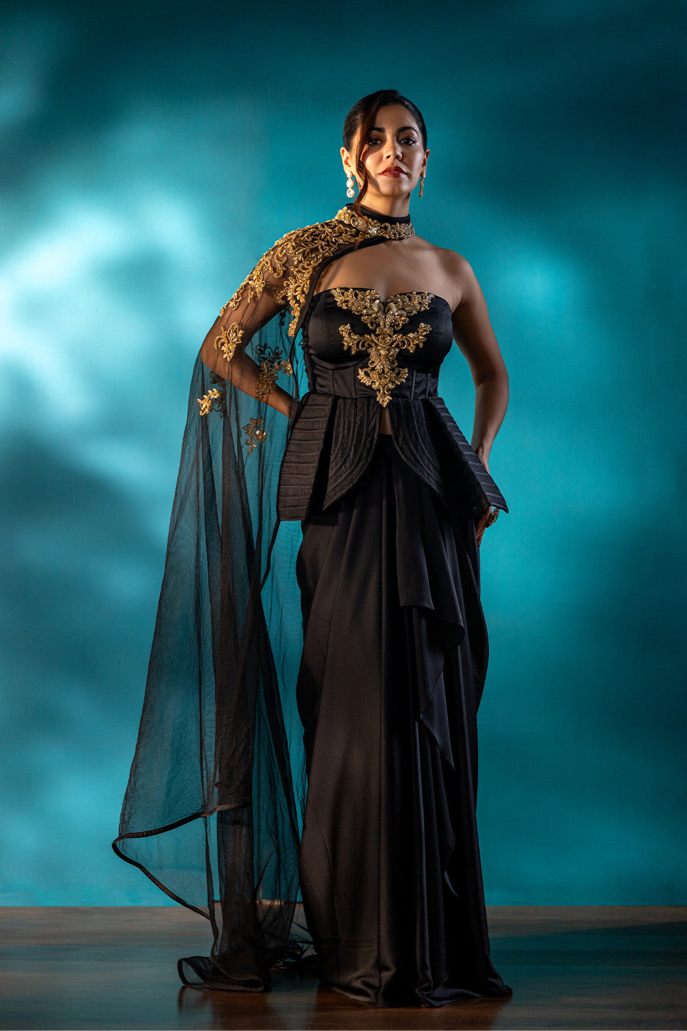 Moonlit Noir Drape Saree