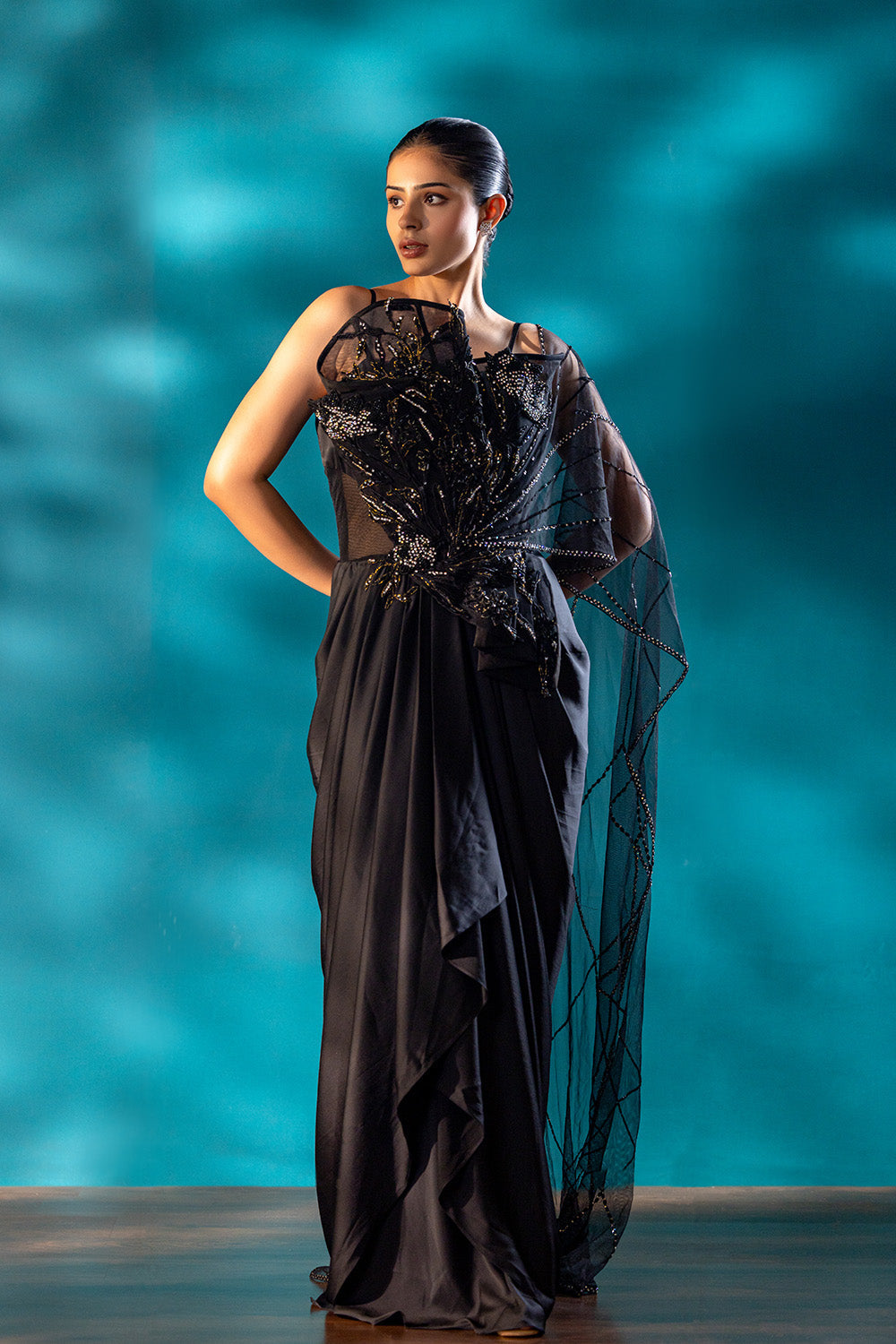 Silent Shadow Drape Saree