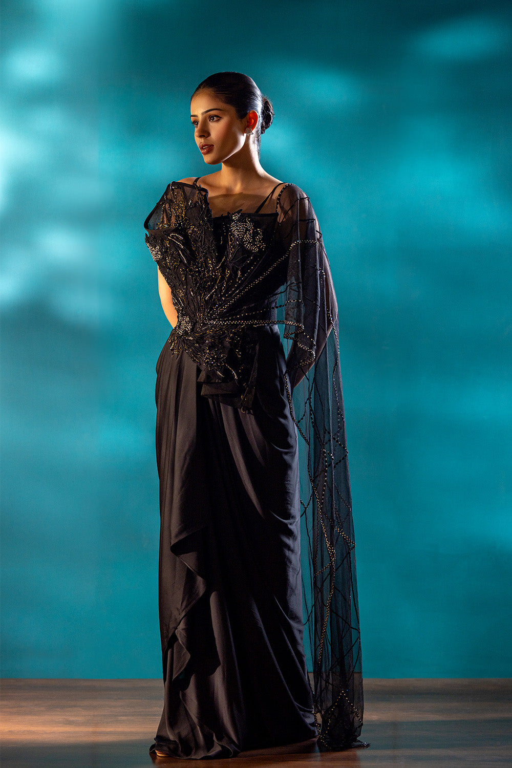 Silent Shadow Drape Saree