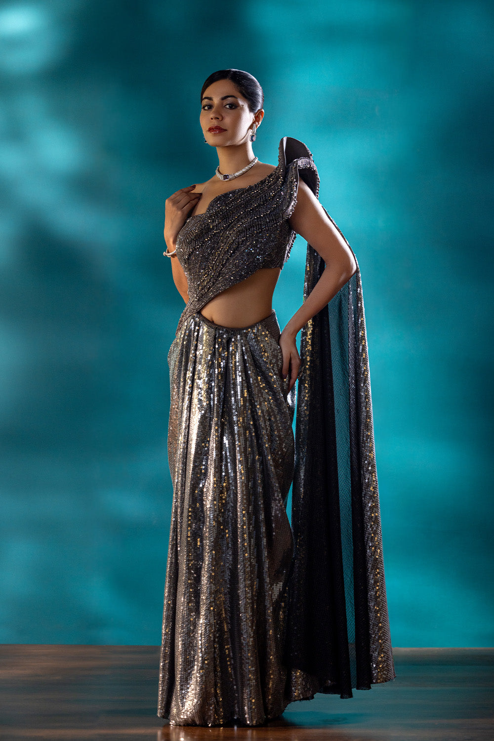 Eclipse Grey Drape saree