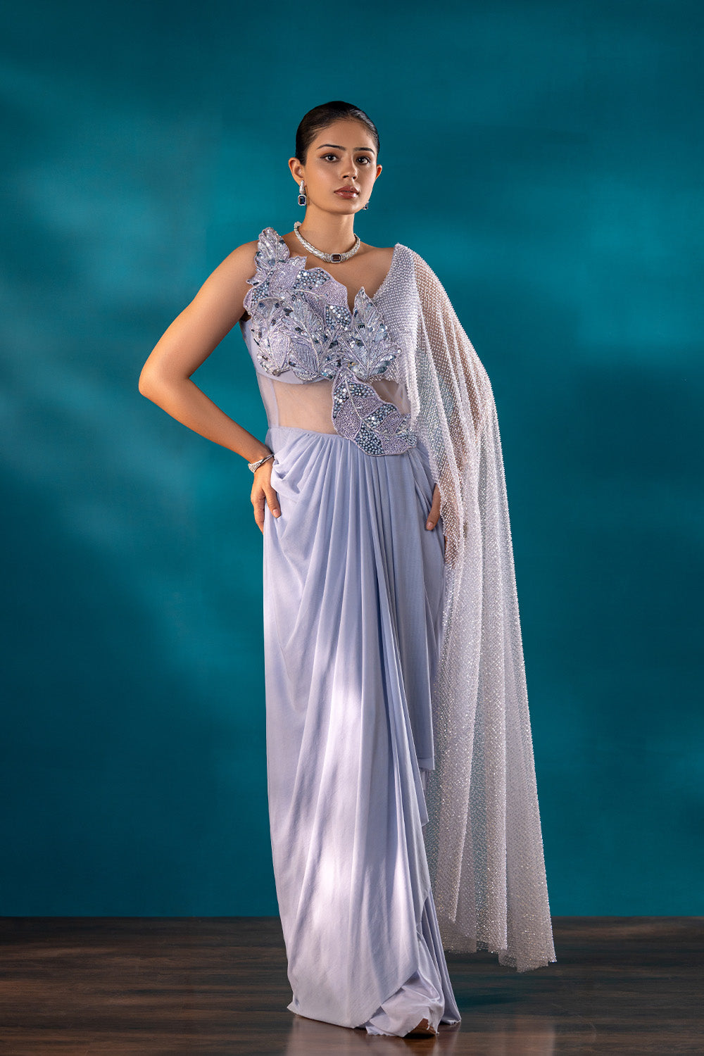 Frost Veil Drape Saree