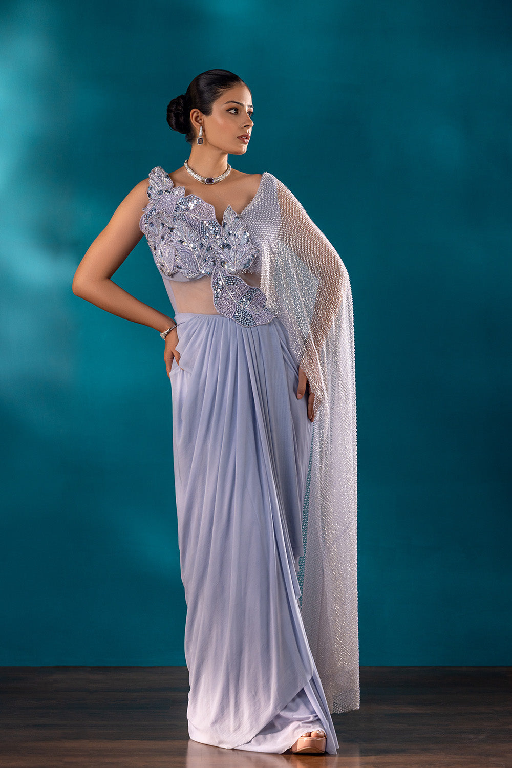 Frost Veil Drape Saree