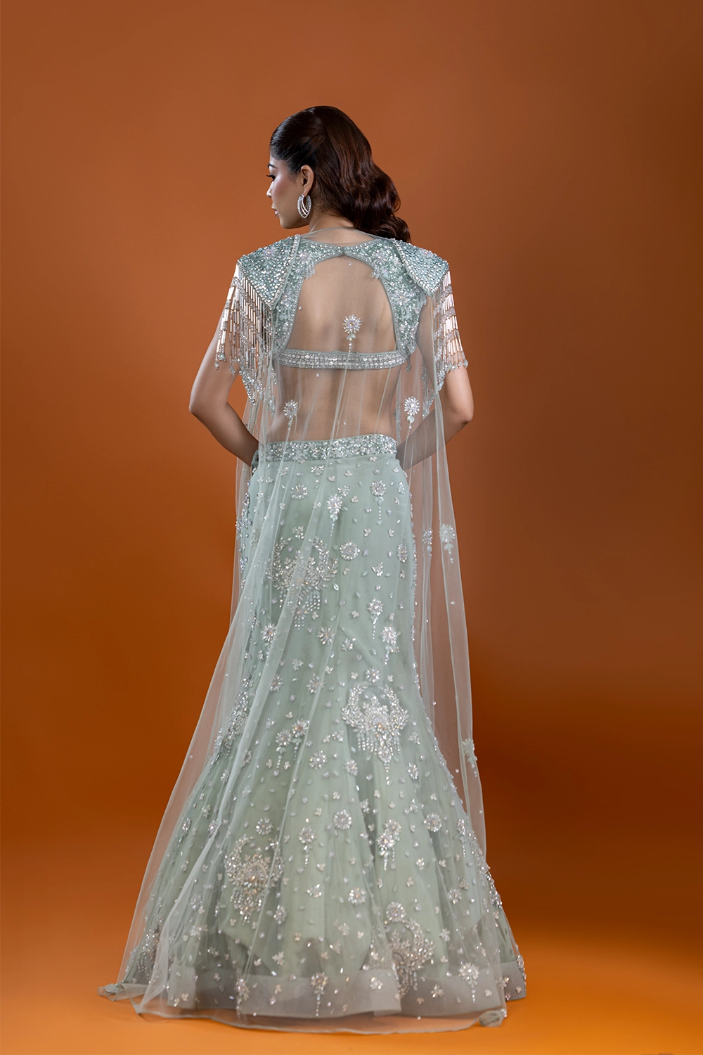 Pari Mint Cape Lehenga Set