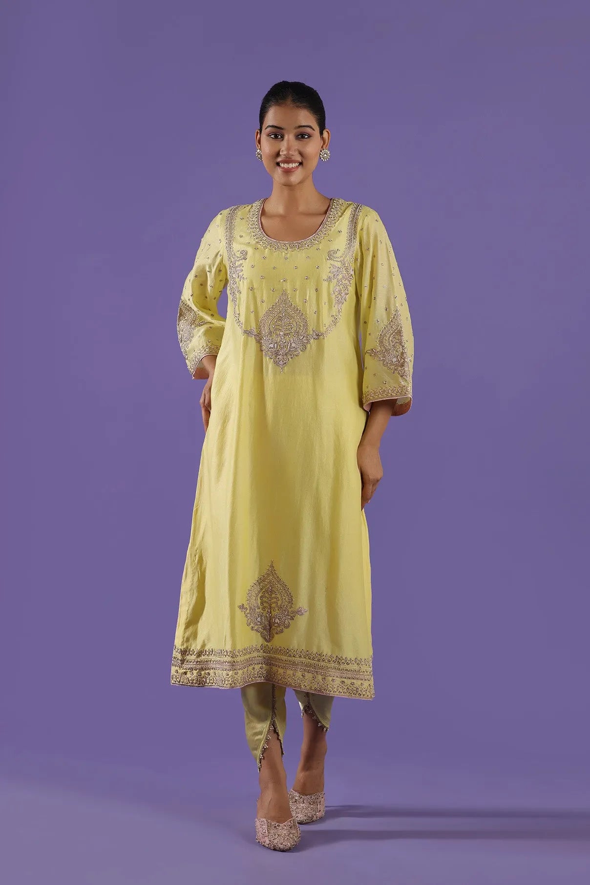 Swarnika A-line kurta and dhoti set