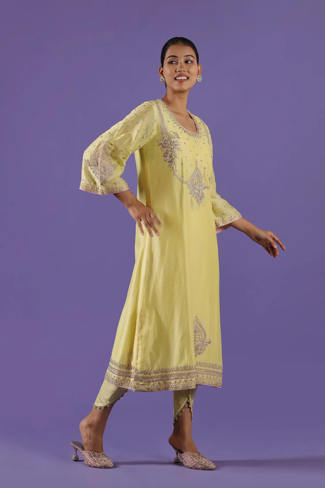 Swarnika A-line kurta and dhoti set