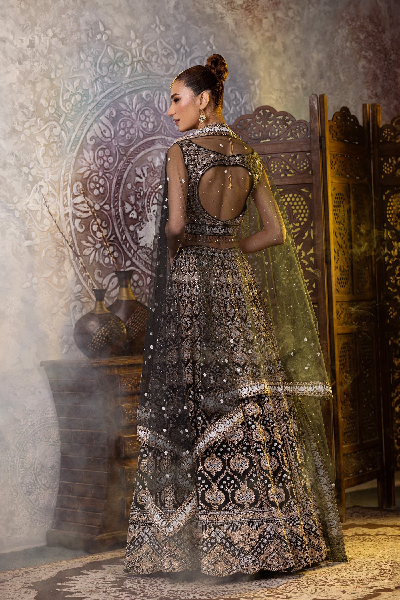 Bottle Green Zarkan Lehenga