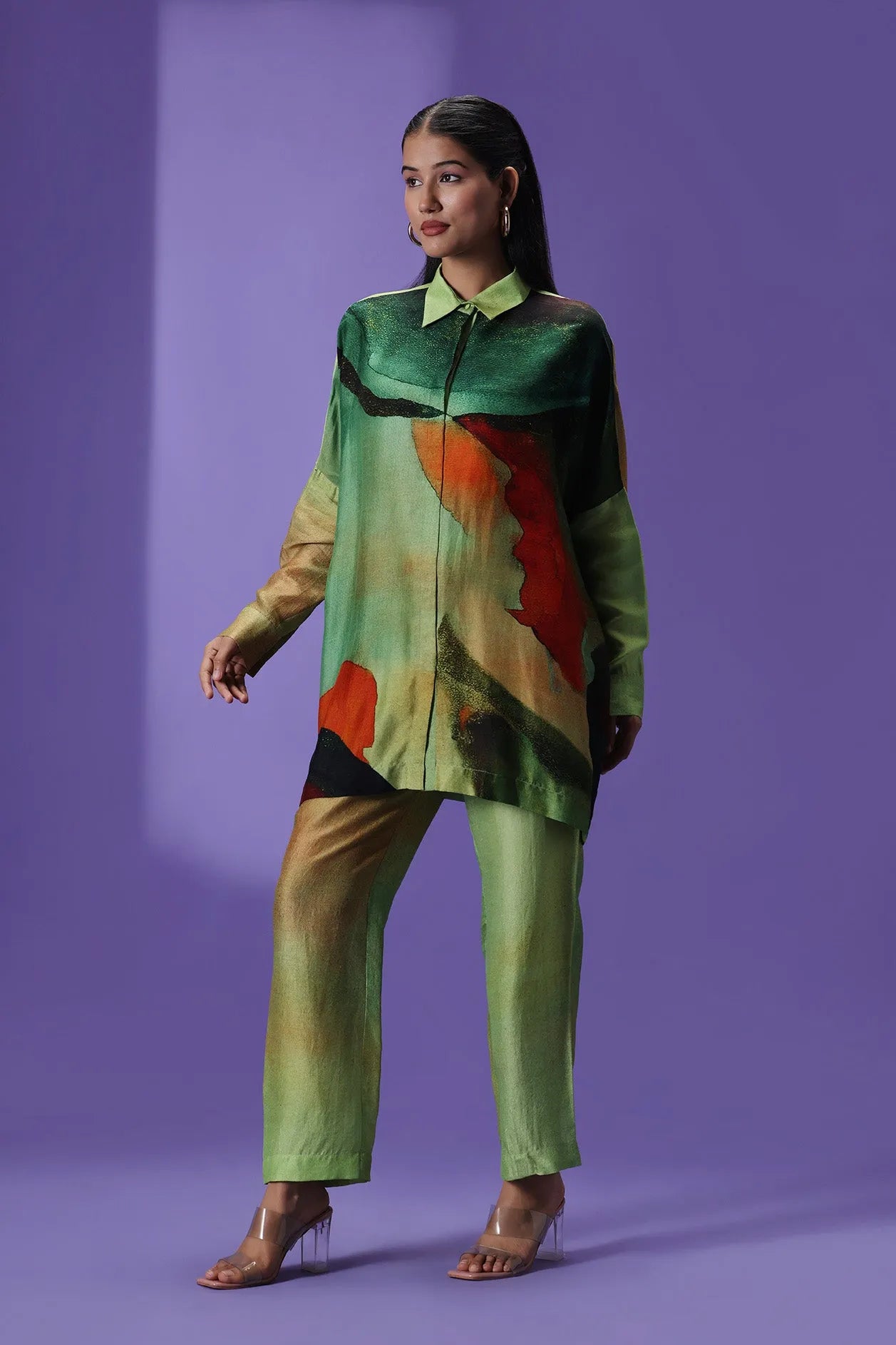 Evergreen Elegance Shirt style coord set