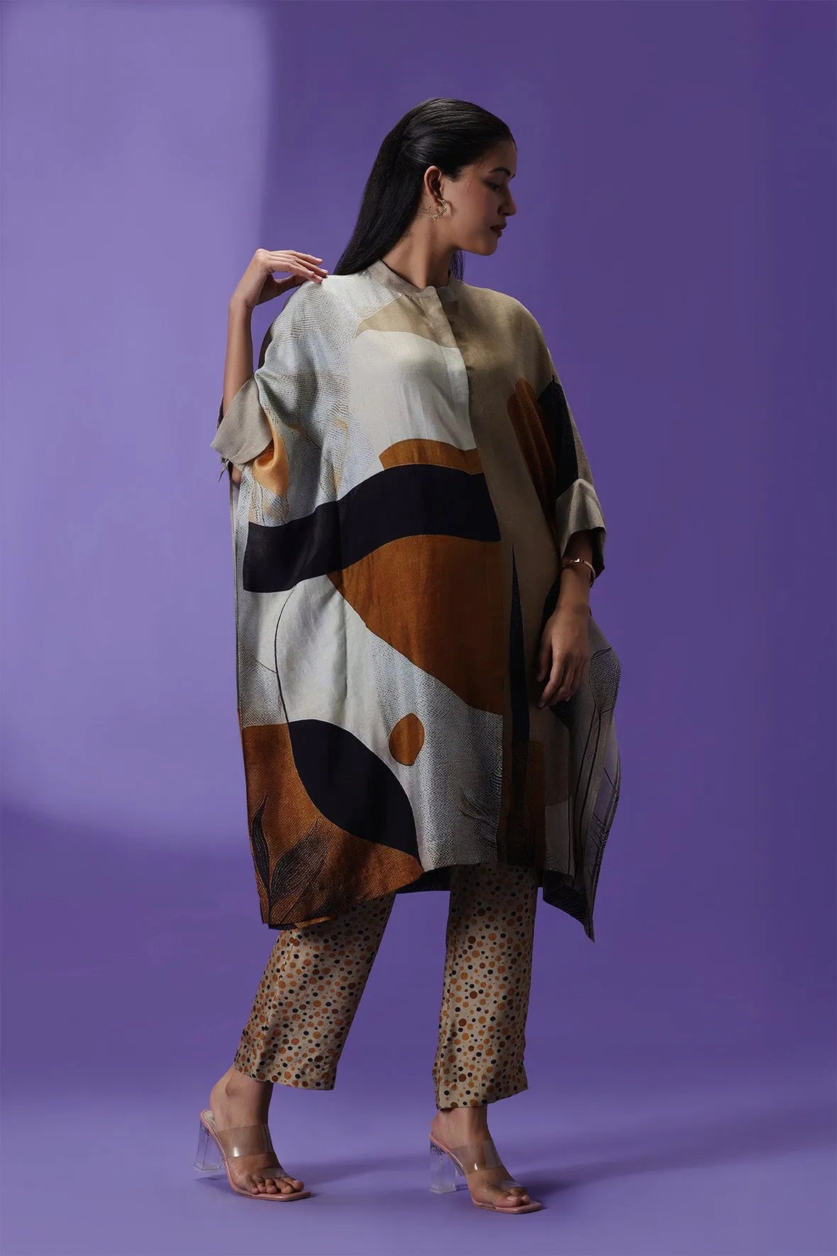 Mocha Mirage Middle length Kurta set