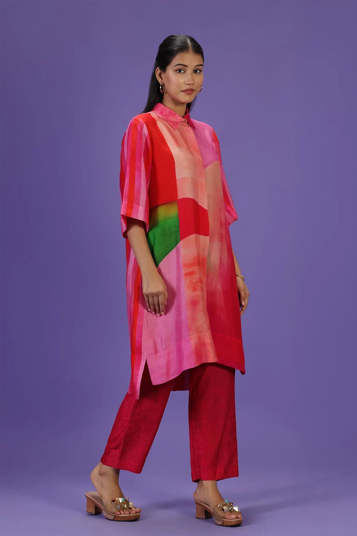 Fiery Grace Middle length Kurta set