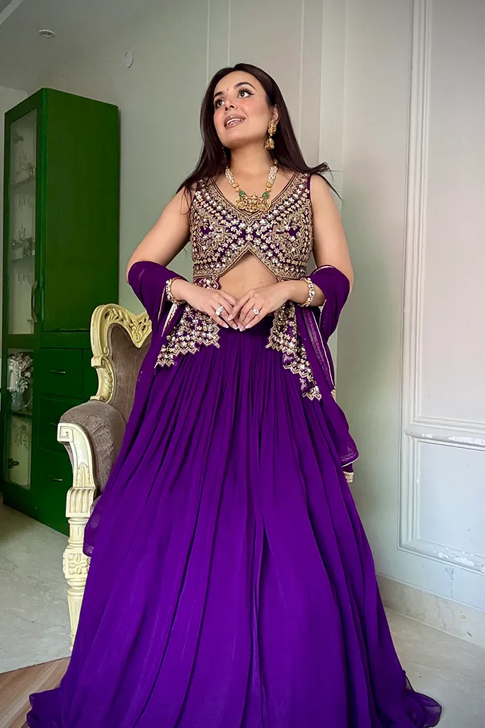 Danika Goyal In Amethyst Aura Peplum top and skirt set