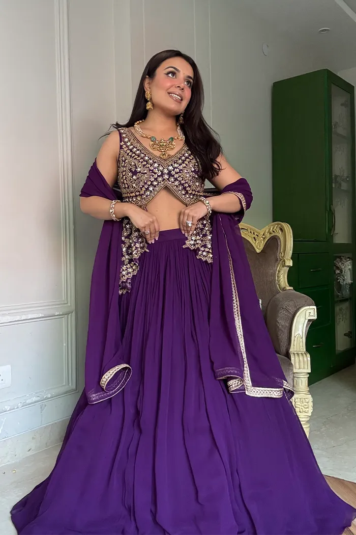 Danika Goyal In Amethyst Aura Peplum top and skirt set