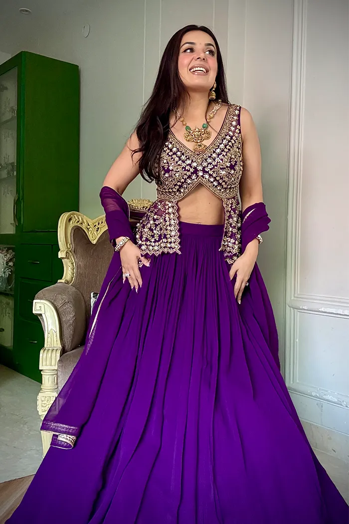 Danika Goyal In Amethyst Aura Peplum top and skirt set