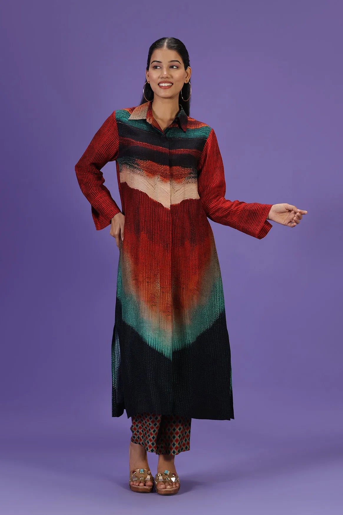 Imperial Flame Long Kurta set