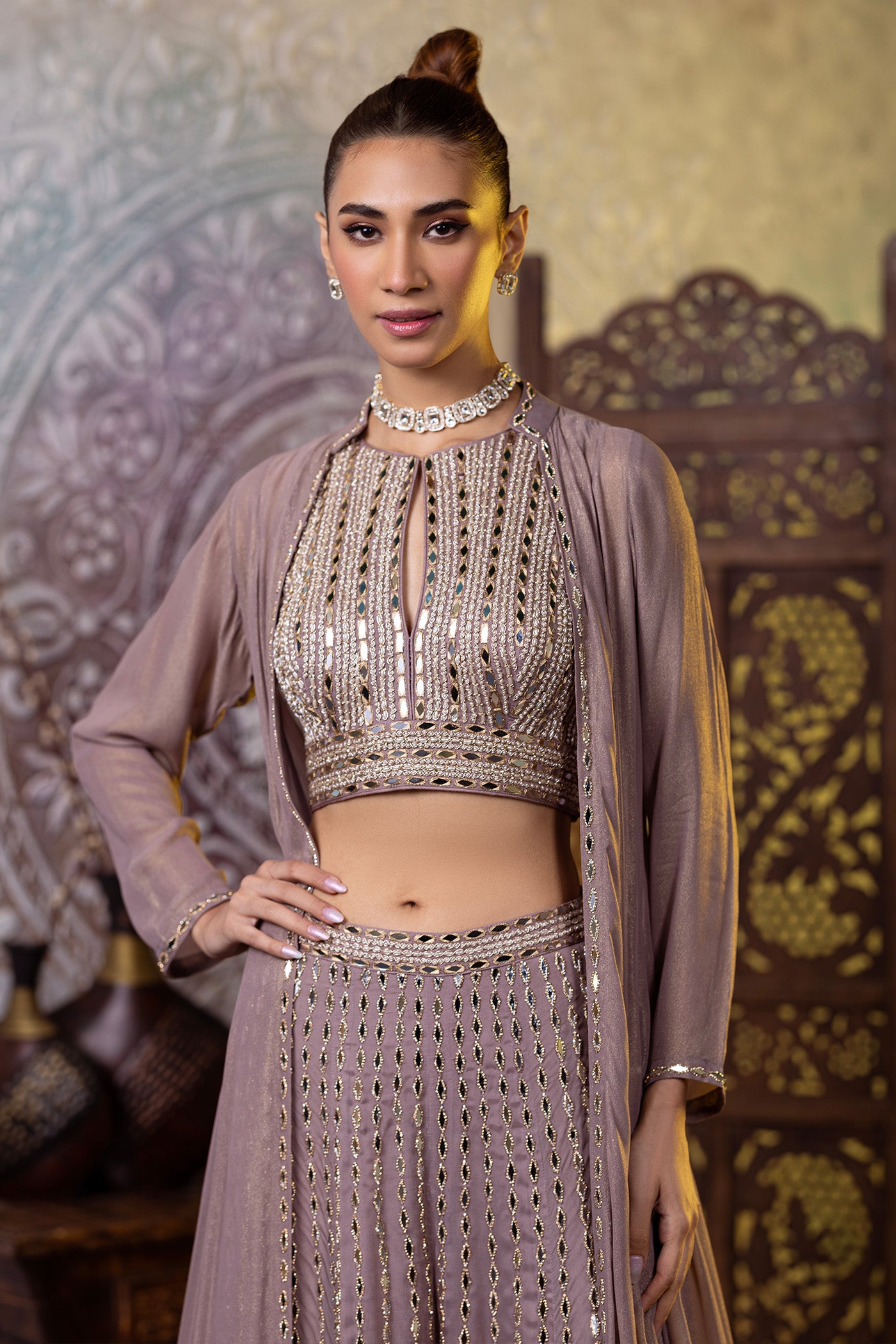 Mouse georgette sharara and crop top