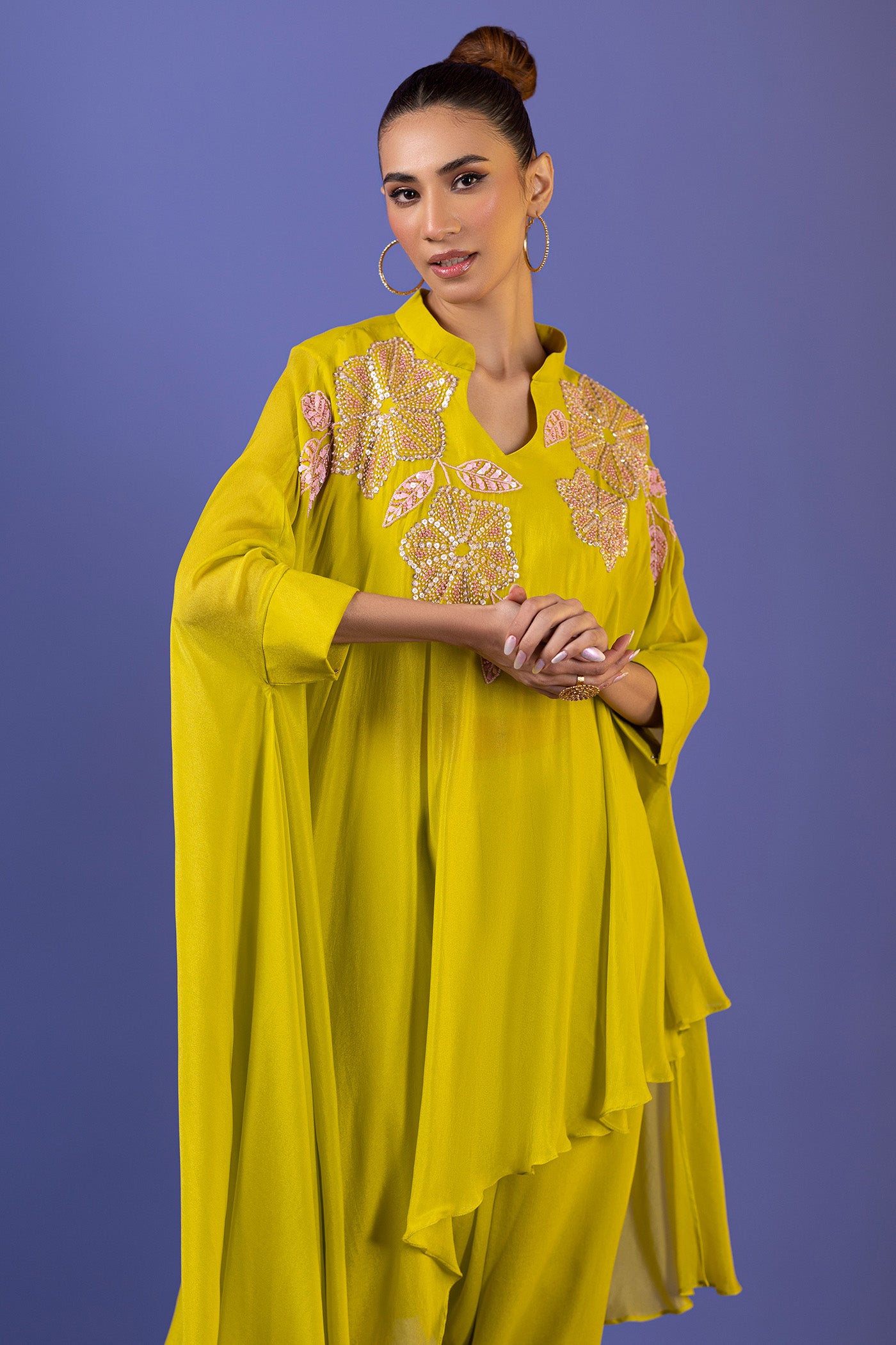 Crepe Dhoti Suit With Cutdana Pearl Work