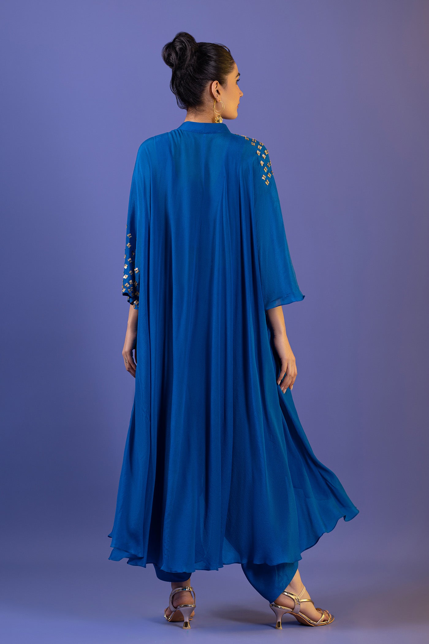 Peacock Blue Dhoti With Suit