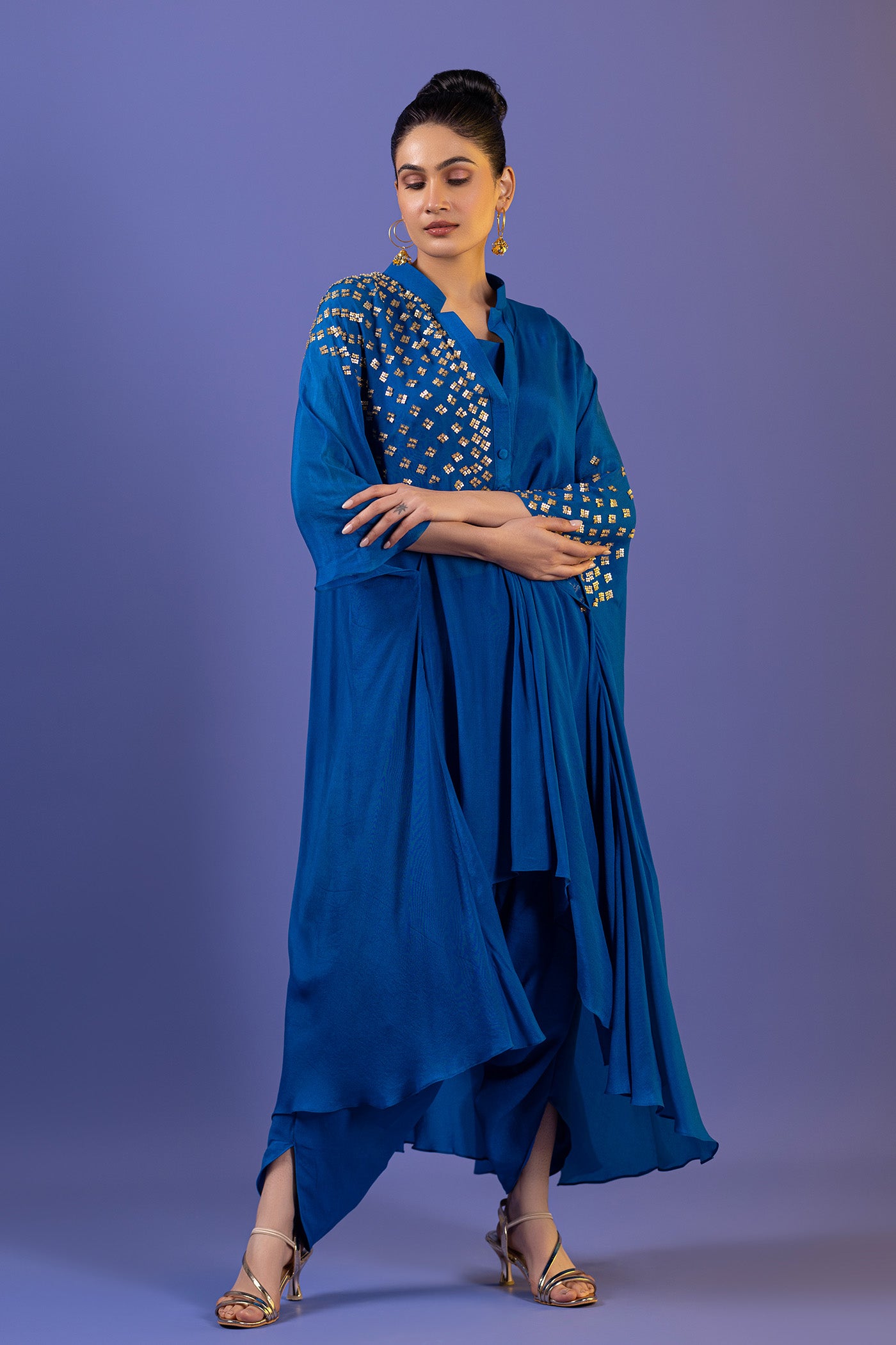 Peacock Blue Dhoti With Suit