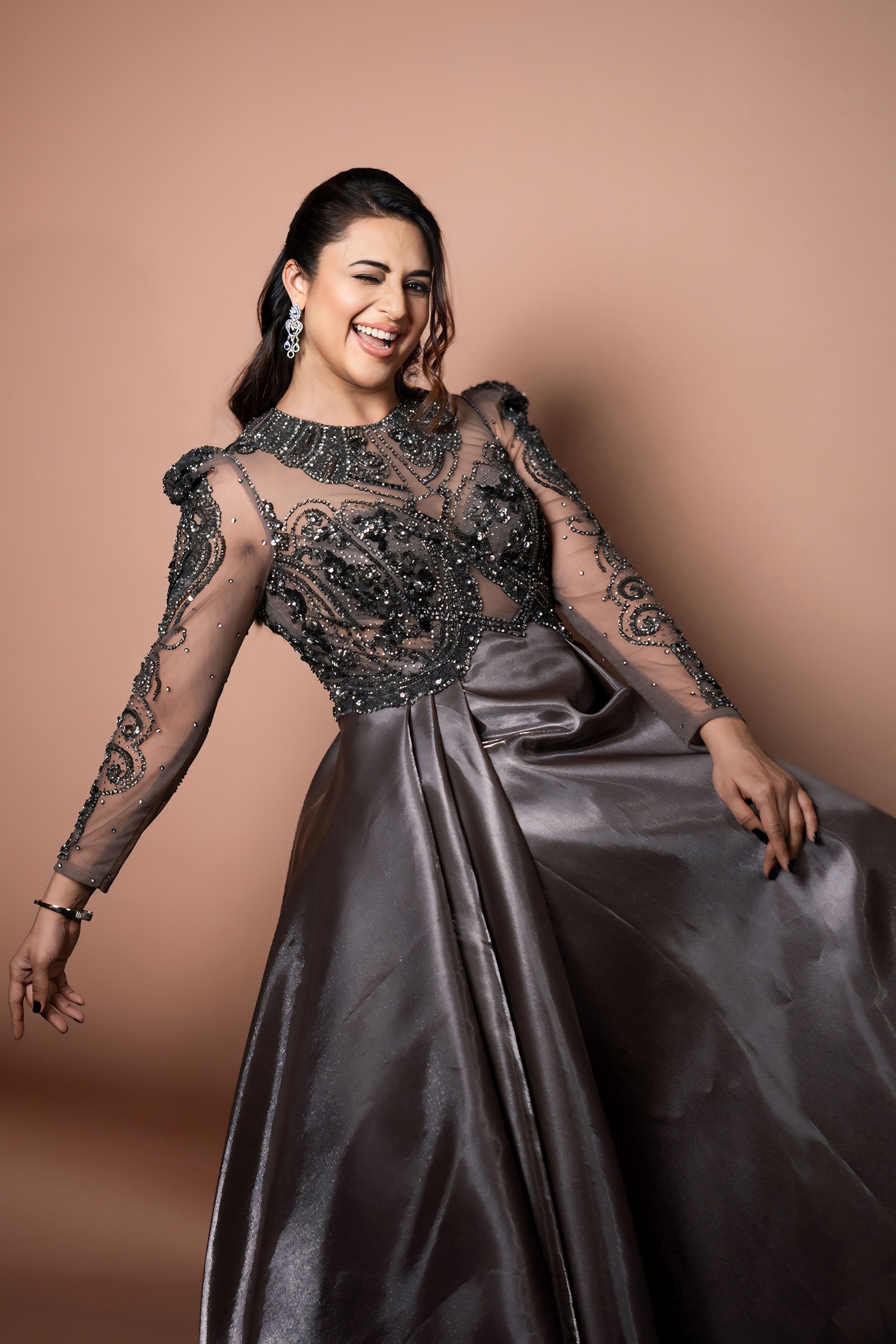 Divyanka Tripathi in The Crystal Cascade Gown